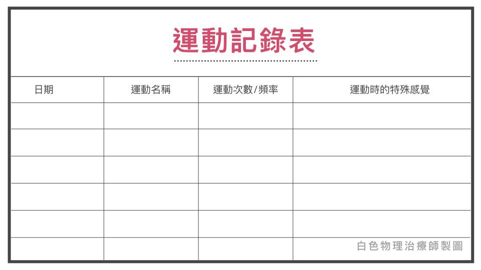 運動記錄表範例